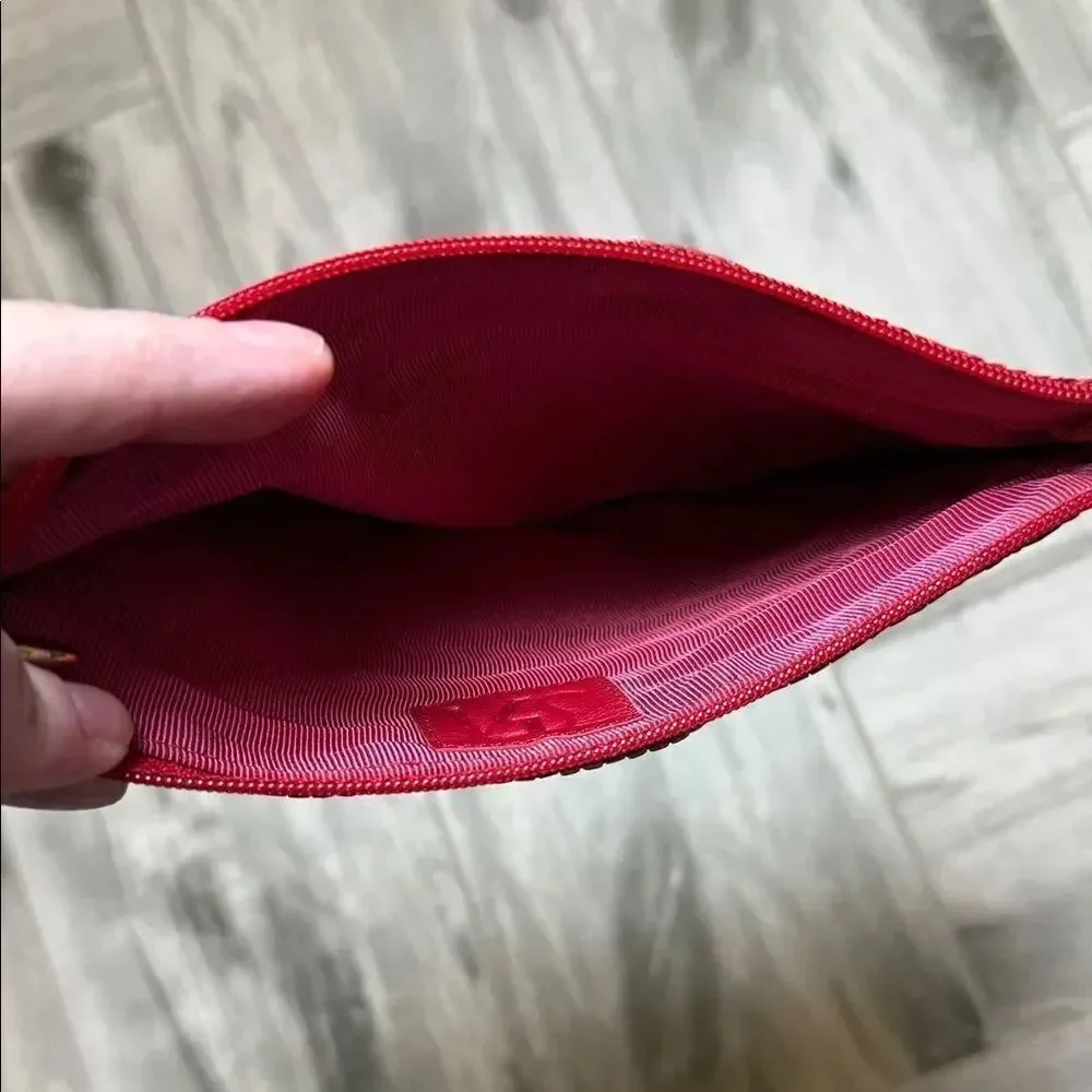 Saks Fifth Avenue Red Sequin Zipper Bag